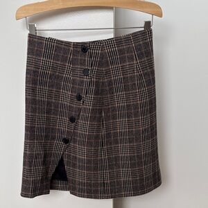 Sandro Plaid Button-Front Mini Skirt- Size 1